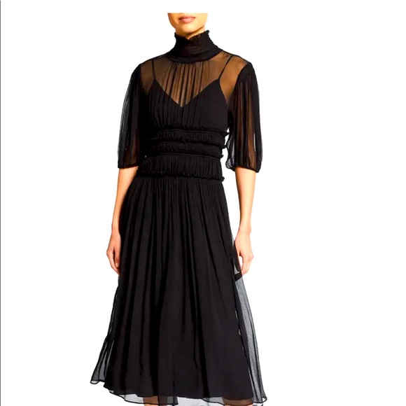 Rebecca Taylor Silk Chiffon Dress Black 